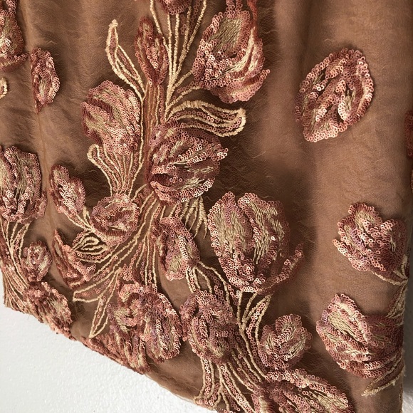 Dress The Population Nude Sequin Floral Dress L - Picture 5 of 8